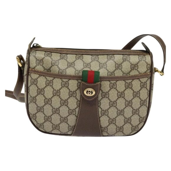 GUCCI GG Supreme Web Sherry Line Shoulder Bag PVC Beige 39 02 032 Auth ki5847 - Picture 11 of 16